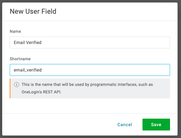 Onelogin email verified user field